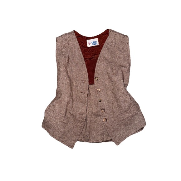 College Town Tan Tweed Waist Cinch Hippy Vest Women's Size S/M Boho VTG 1970s - Picture 2 of 5